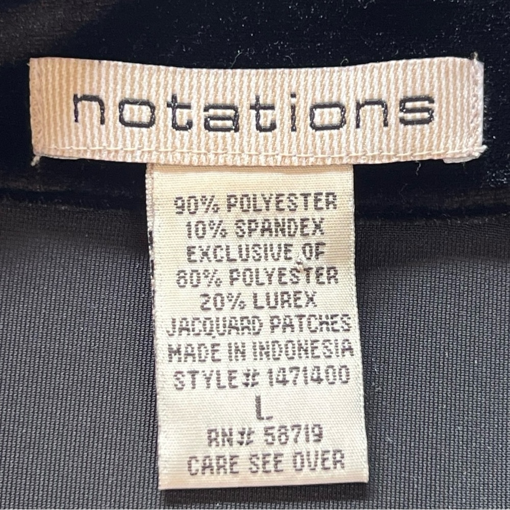 VINTAGE NOTATIONS Velvet Brocade Patchwork Button-Up Top | L | Black Gold | 90s - Picture 10 of 12
